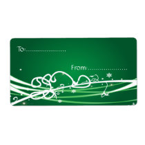 Xmas Gift Tag #1 Green Shipping Label