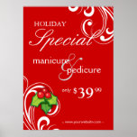 XMAS Holiday Sale Salon Poster Spa Red White Swirl posters