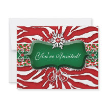 Xmas Holiday Snowflake Zebra Leopard Heart Personalized Announcements