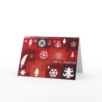 xmas, christmas, pine, trees, snow, snowflake, merry, holidays, gifts, mosaic, december, winter, stripes, squares, Card with custom graphic design