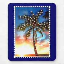 Xmas Lights Palm Tree Sunset mousepads by ElainePlesser Xmas Lights Palm Tree Sunset mousepads
