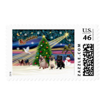 Xmas Magic-3Pugs 2fawn-1blk Postage Stamps
