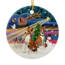 Xmas Magic - Basenjis (two) Christmas Ornament