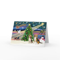 Xmas Magic Beagle Pair Greeting Card