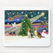 Xmas Magic Beagle Pair Mouse Pads