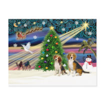 Xmas Magic Beagle Pair Postcard