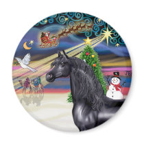 Xmas Magic - Black Arabian Horse magnets by heartsonggallery Xmas Magic - Black Arabian Horse magnets
