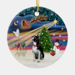 Xmas Magic - Boston Terrier (looking up) Christmas Ornament