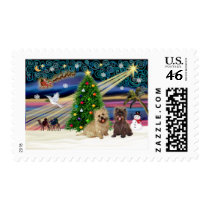 Xmas Magic-Cairn Pair-wheatn+brindle Postage Stamps