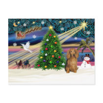 Xmas Magic-Dachshund LH-Sable postcards