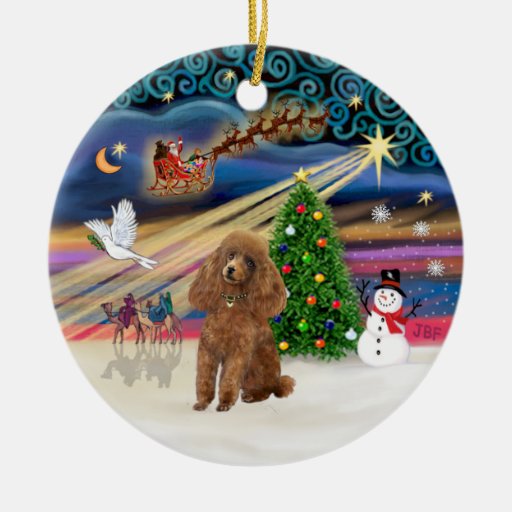 Xmas Magic - Poodle (Toy apricot) Christmas Tree Ornament