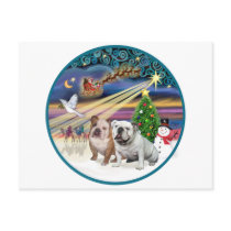 Xmas Magic (R) - Two English Bulldogs Postcards