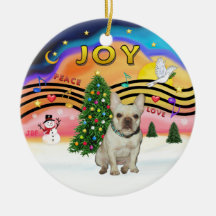 Xmas Music - French Bulldog (fawn) Christmas Ornament