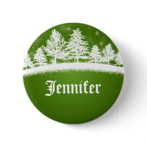 Xmas Party Name Tags Green Pinback Buttons