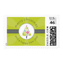 XMAS POSTAGE STAMP :: modern spotty tree 3