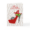 Xmas Sexy High Heel Shoe Zebra Red card