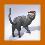 Xmas Silver Tabby magnets