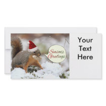 Xmas Squirrel in Snow Customized Photo Card