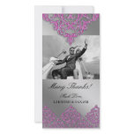 Xmas Thank You Photocard Indian Damask Silver Pink Photo Card