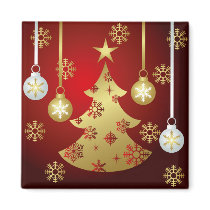 xmas, star, gold, tree, decoration, cute, art, design, red, winter, eve, happy-holidays, funny, christmas, pop, seasonal, Magnet with custom graphic design