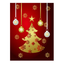 xmas, star, gold, tree, decoration, cute, art, design, red, winter, eve, happy-holidays, funny, christmas, pop, seasonal, cards, Postkort med brugerdefineret grafisk design