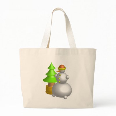 Xmas tree & snowman canvas bag by VioDeSign