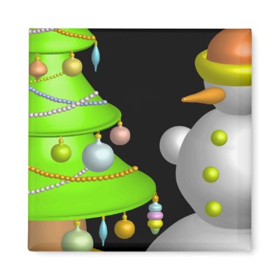 Xmas tree & snowman refrigerator magnets by VioDeSign