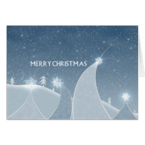 winter, snow, snowflakes, trees, pines, hill, glow, sky, december, cold, holidays, christmas, xmas, gift, present, joy, christmas cards, Card with custom graphic design