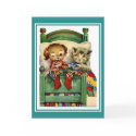 Xmas Vintage Card Merry Christmas Kitten Dog by Zazzle_Vintage Xmas Vintage Card Merry Christmas Kitten Dog
