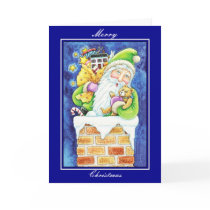 Xmas Vintage Card Merry Christmas Santa