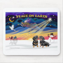 XmasSunrise-2 black Dachshunds mousepads