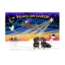 XmasSunrise-2 black Dachshunds t-shirts