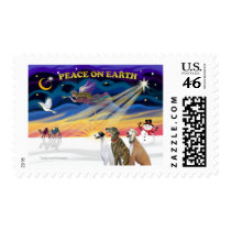 XmasSunrise-3 Greyhounds Postage Stamps