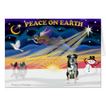 XmasSunrise-Catahoula Leopard Dog Card