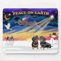 XmasSunrise-Two black Dachshunds mousepads