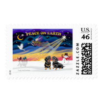 XmasSunrise-Two black Dachshunds postage by dogartchristmasgifts XmasSunrise-Two black Dachshunds postage