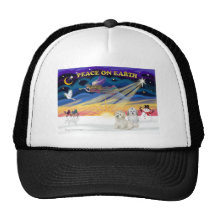XmasSunrise-Two Coton De Tulears Trucker Hat