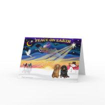XmasSunrise-Two Dachshunds-LH cards by dogartchristmasgifts XmasSunrise-Two Dachshunds-LH cards