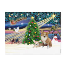 Xms Magic-2Corgis-Pem+pup postcards