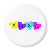 XO Hugs and Kisses Hearts magnets