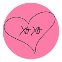 xoxo in open heart sticker