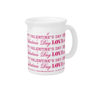 XOXO Love Happy Valentine's Day Pink Red Gifts Pitcher