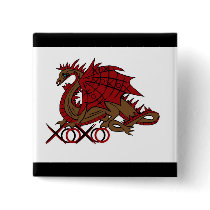 XOXO red and brown dragon buttons