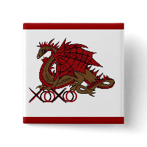 XOXO red and brown dragon buttons