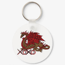 XOXO red and brown dragon keychains
