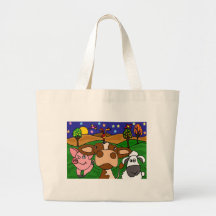 XV- Cow, Pig, and Sheep Folk Art Design Bags