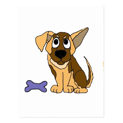 XX- Adorable German Shepherd Puppy Dog Cartoon Postcard | Zazzle