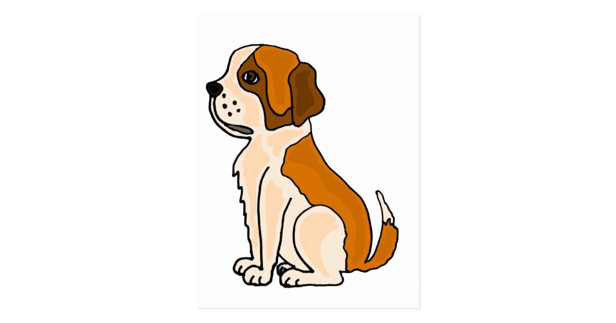 XX- Adorable St. Bernard Puppy Dog Cartoon Postcard | Zazzle