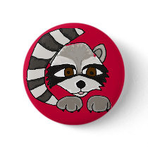 XX- Artistic Raccoon Pinback Button