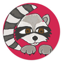 XX- Artistic Raccoon Round Stickers